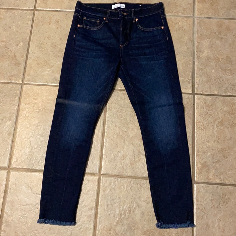 Loft size 6 jeans with fringe bottom